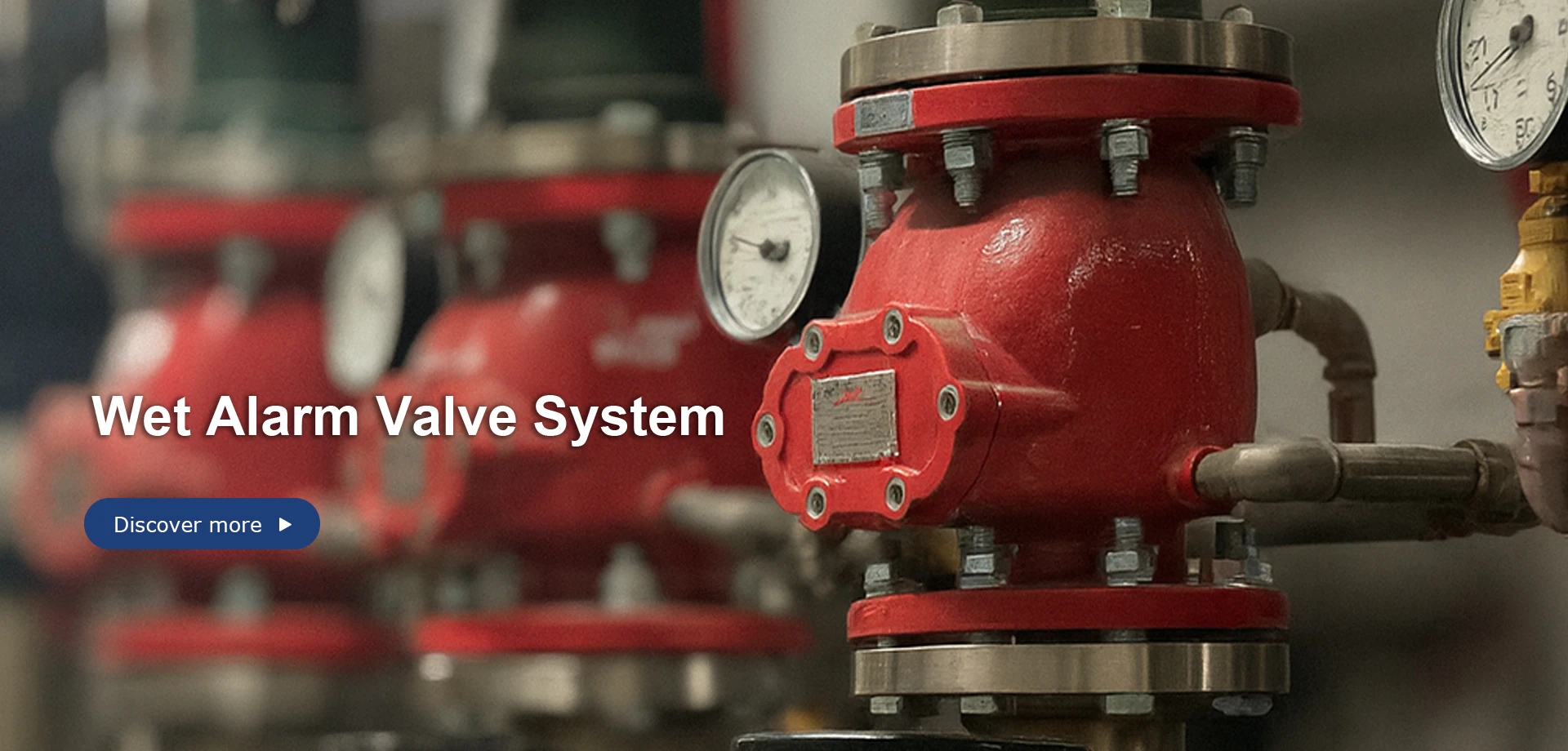 Wet alarm valve system connected to fire sprinkler network ensuring reliable water delivery and alarm activation